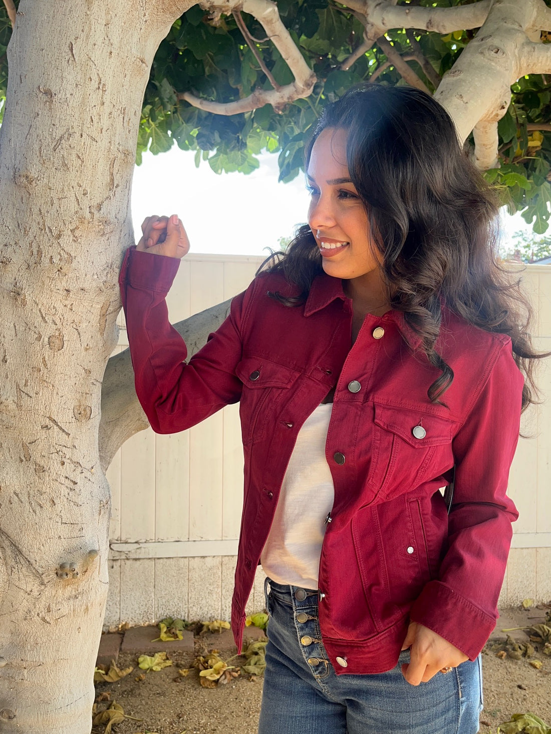 Liverpool Classic Jean Jacket - Red Velvet