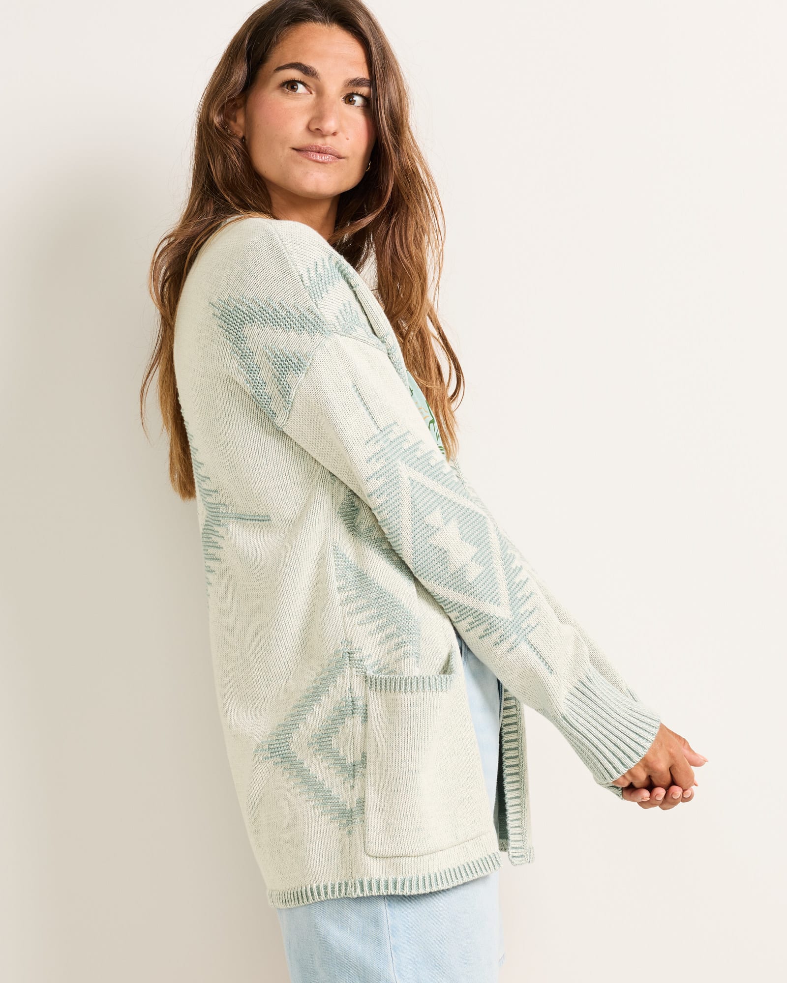 Sierra Springs Cardigan - Natural/Blue