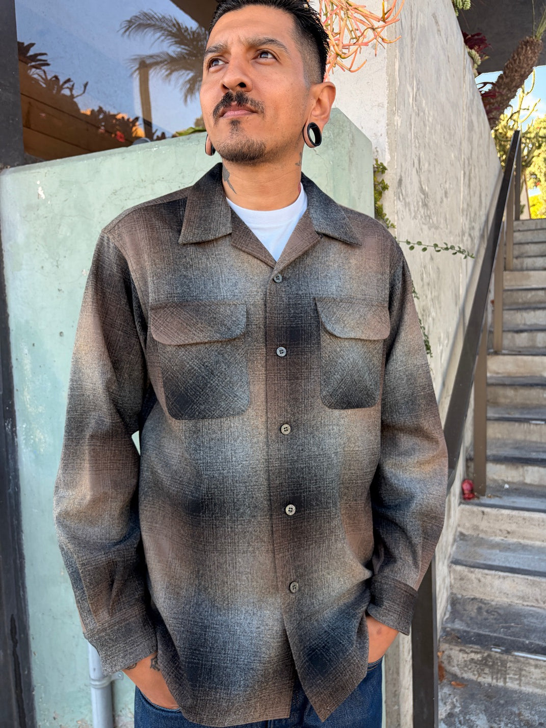 bronw charcoal ombre Pendleton baord shirt regular, tall and big sizes