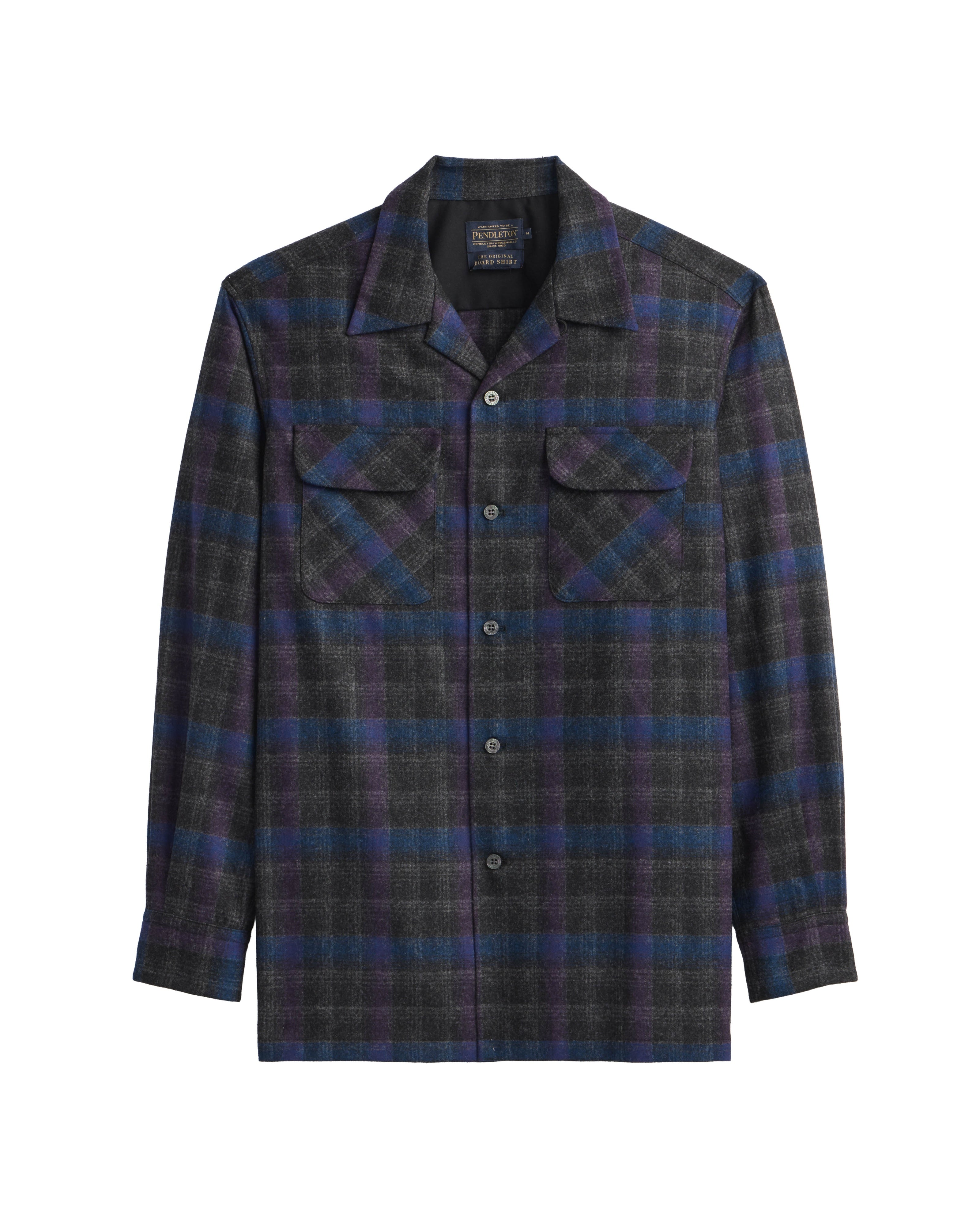 Original wool board shirt black/purple plaid 32814