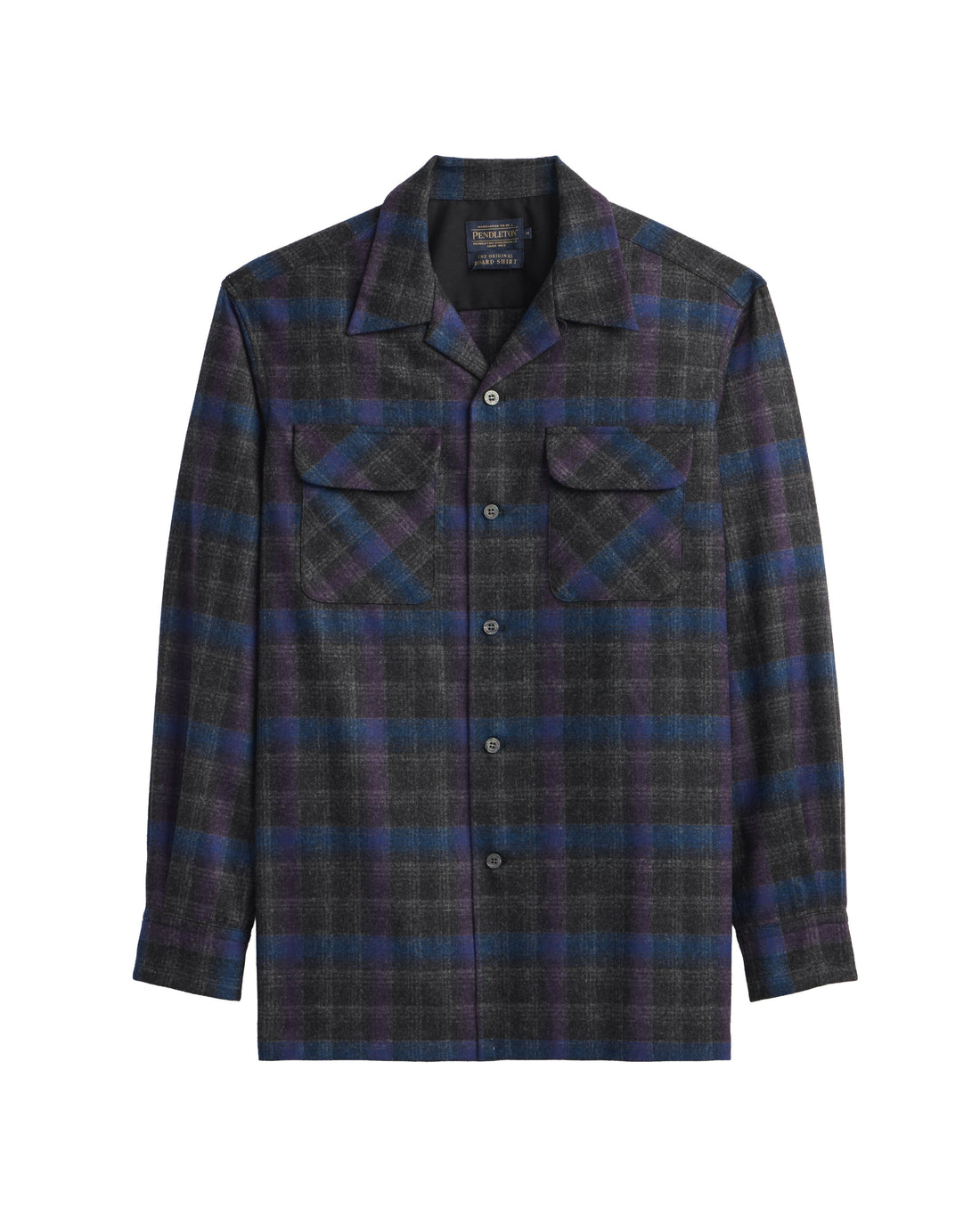 Original wool board shirt black/purple plaid 32814