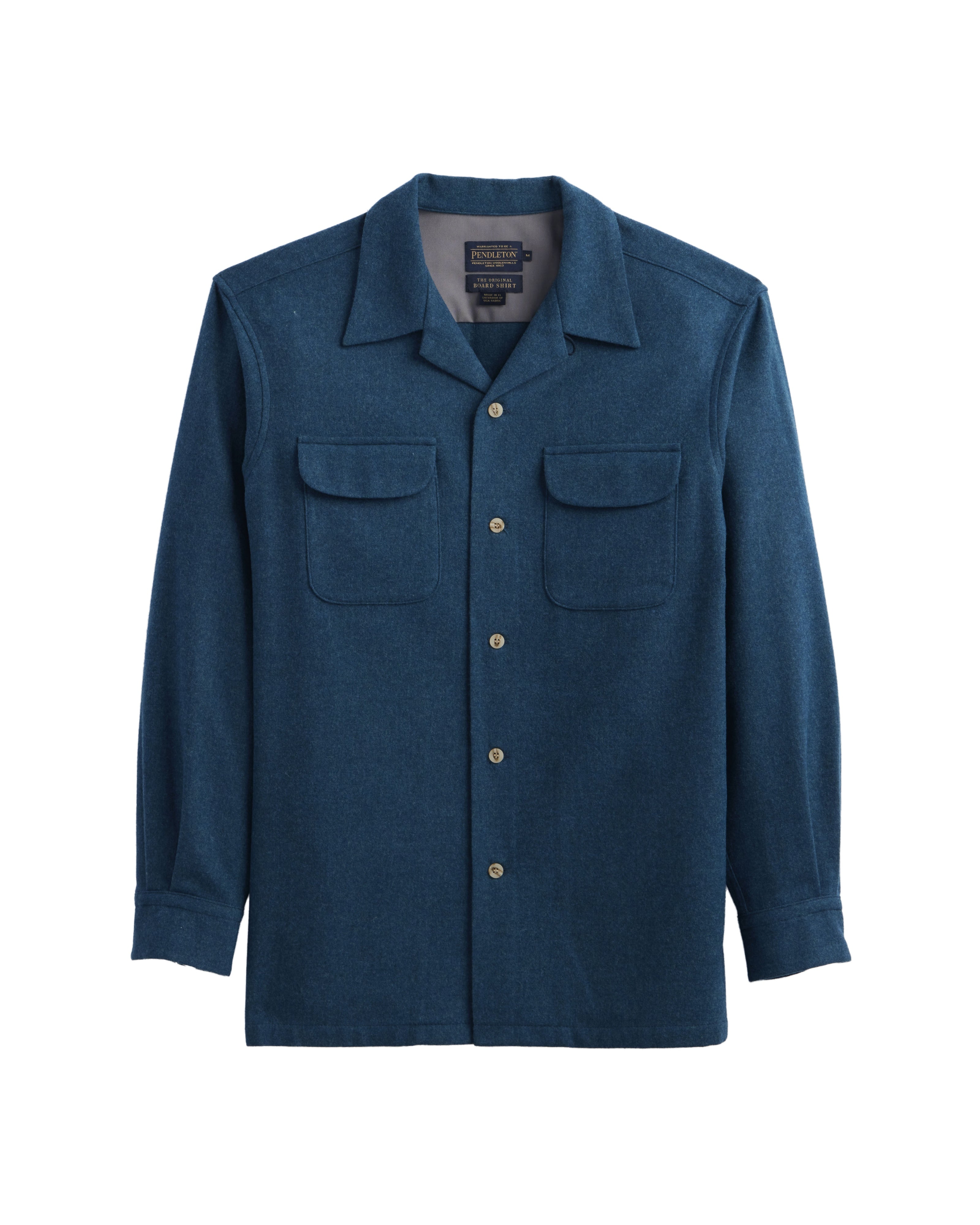 pendleton wool shirt in solid blue 

