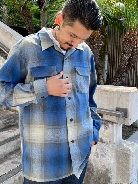 wool original board shirt blue/tan ombre 32776