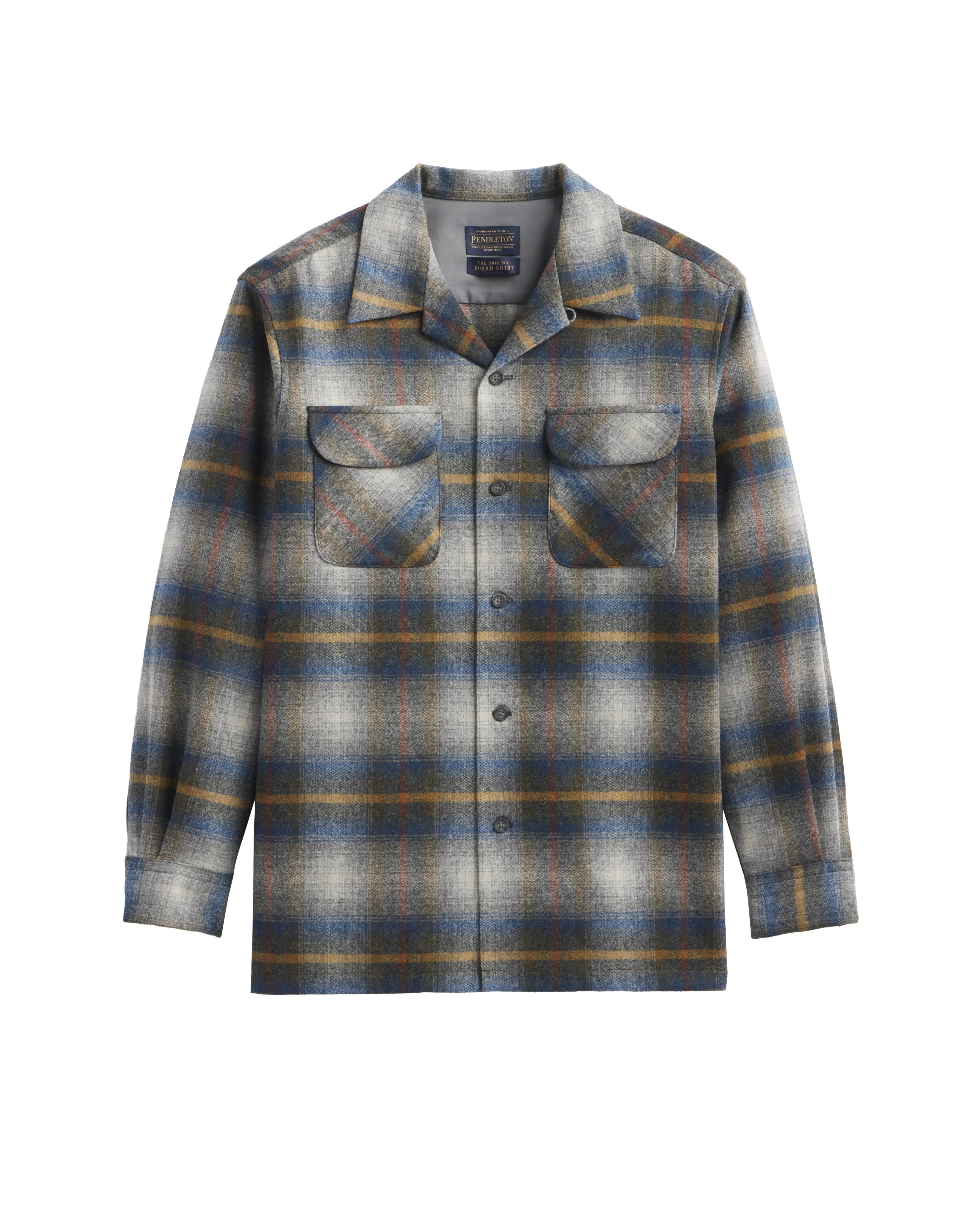 original pendleton board shirt in grey multi plaid