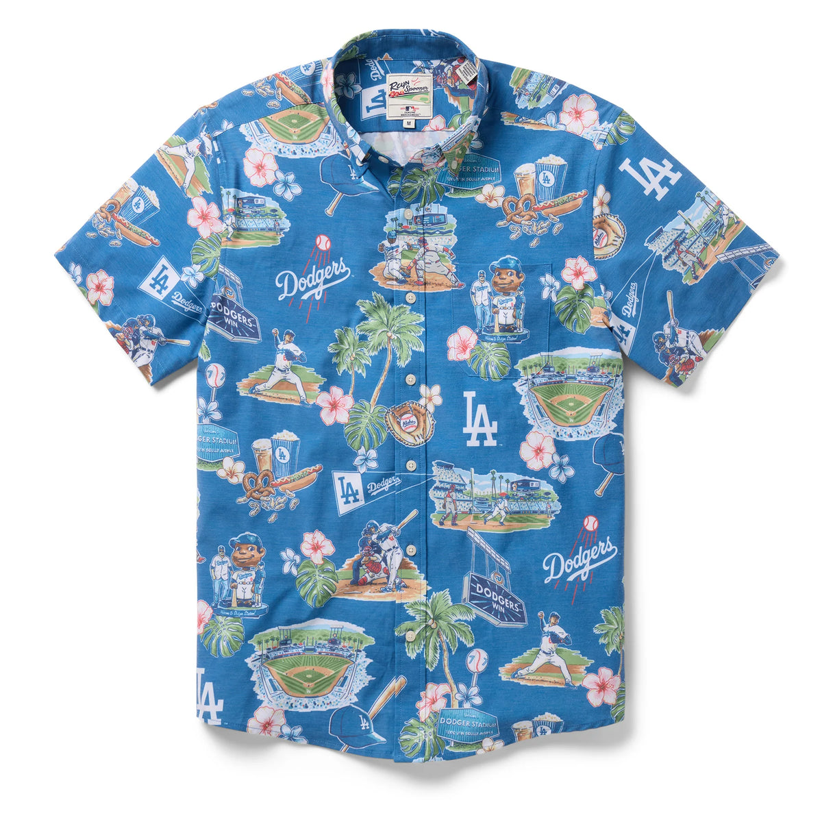 Reyn Spooner Men's Los Angeles Dodgers Blue Scenic Button-Down Shirt, XL