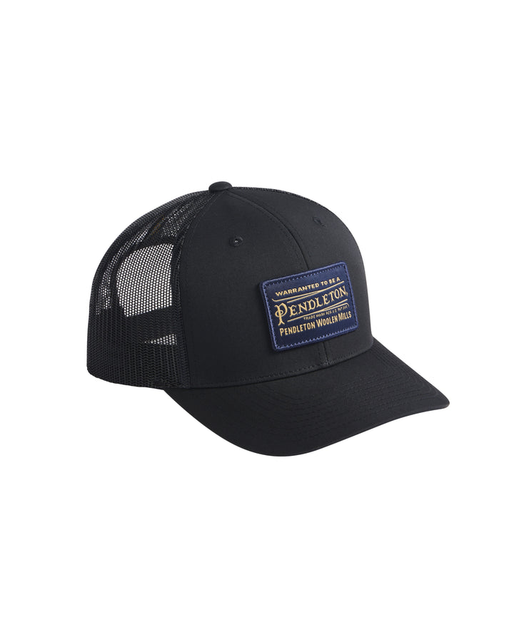 Black mesh cap with Pendleton logo patch and snap back closure