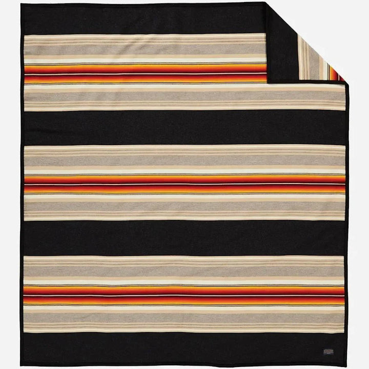 Black Serape wool unnapped blanket 