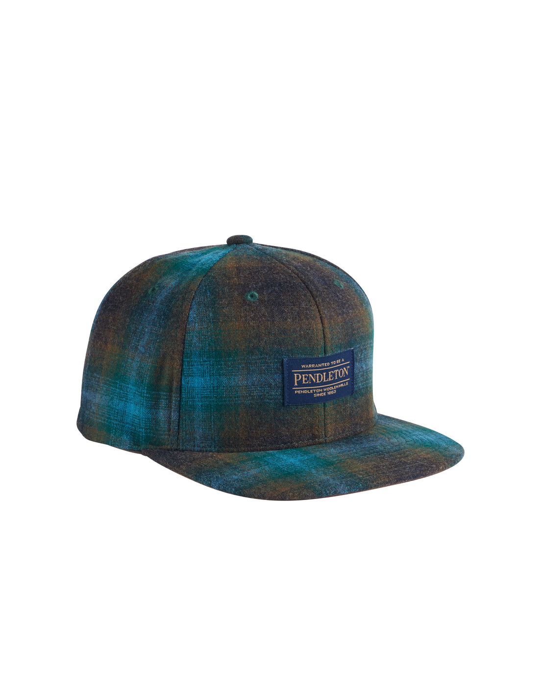 Pendleton wool ball cap with adjustable back closure in teal and brown