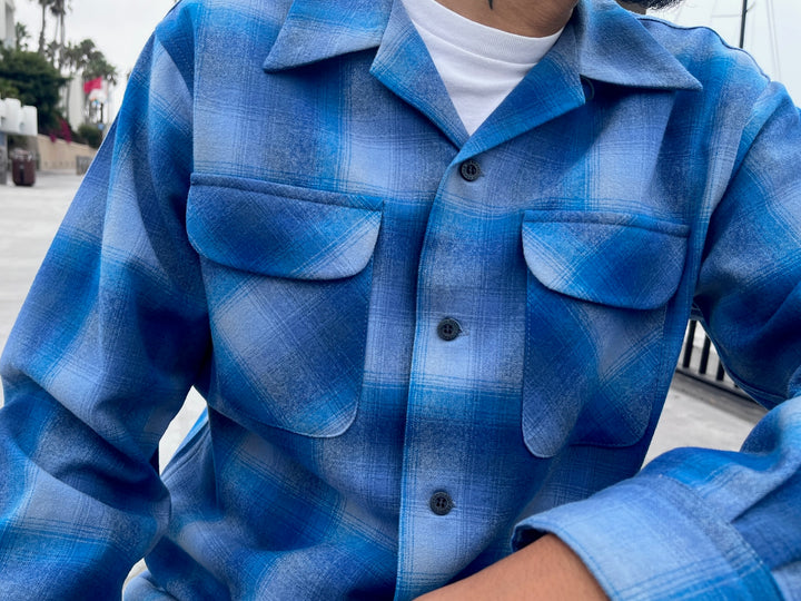 original wool surf shirt blue plaid 32787
