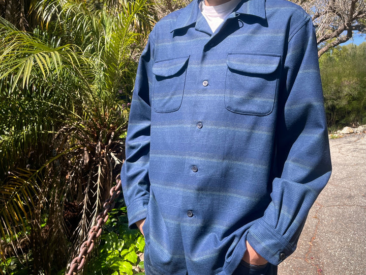 classic wool surf shirt with  blue stripe 32721