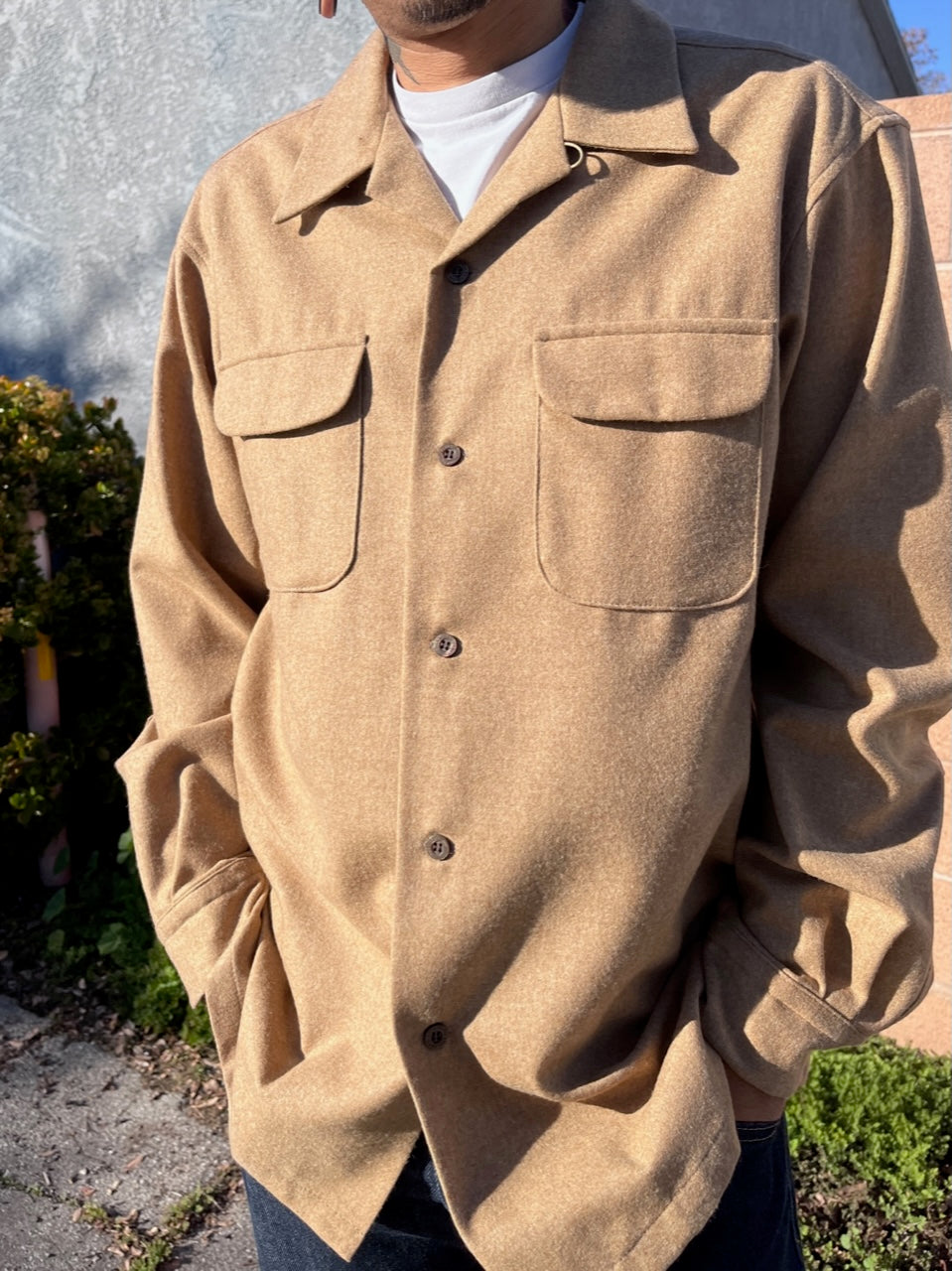 classic wool surf shirt tan solid
