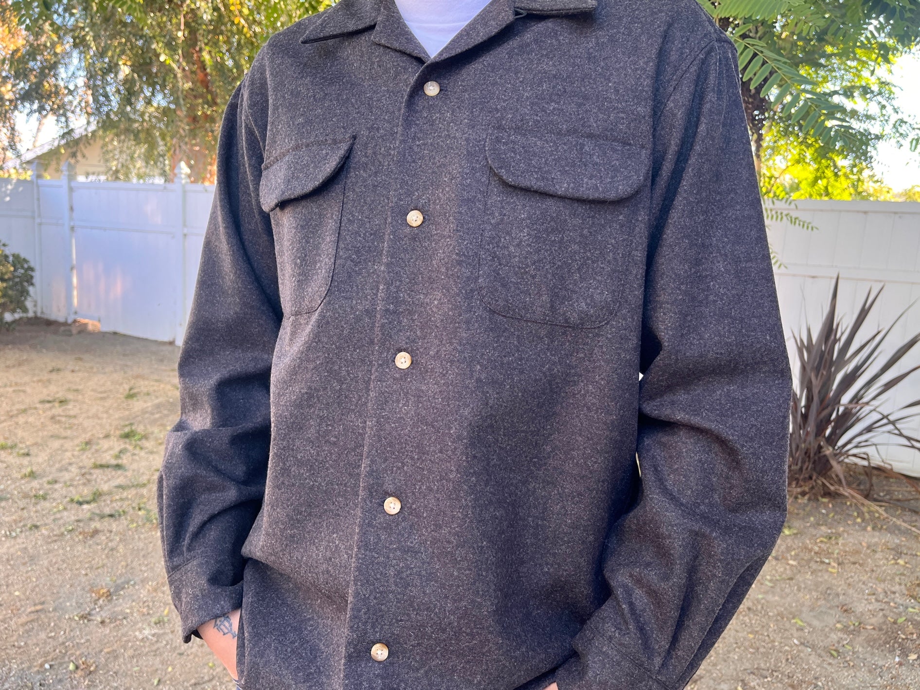 classic wool surf shirt solid brown black mix 32669