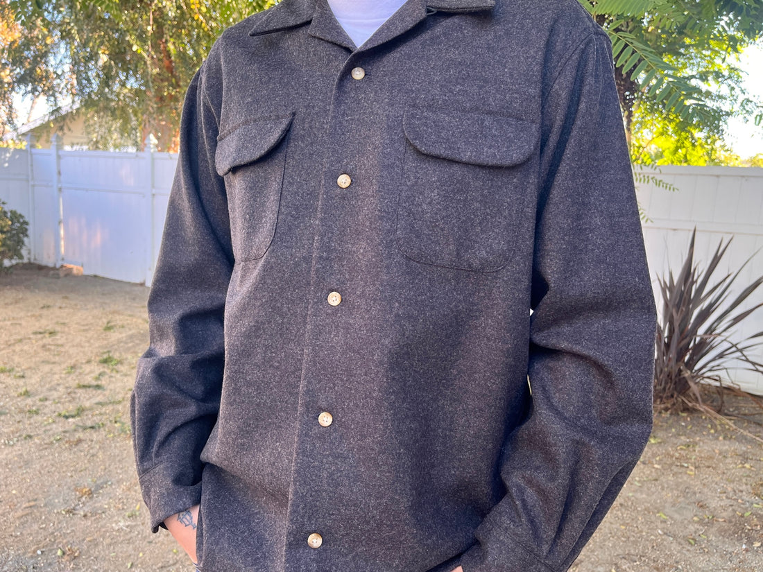 classic wool surf shirt solid brown black mix 32669