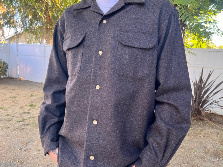 classic wool surf shirt solid brown black mix 32669