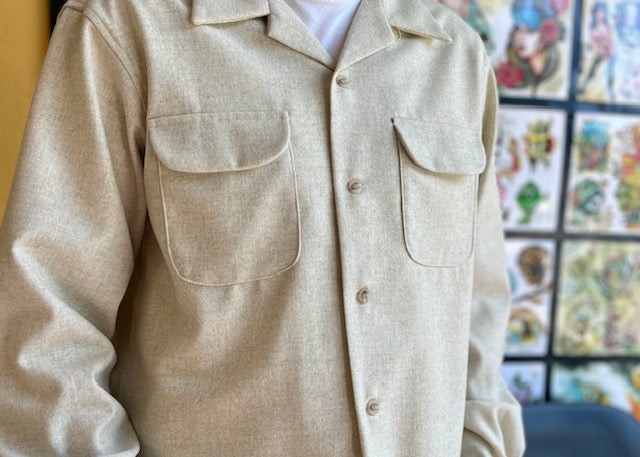 solid ivory mix classic wool surf shirt