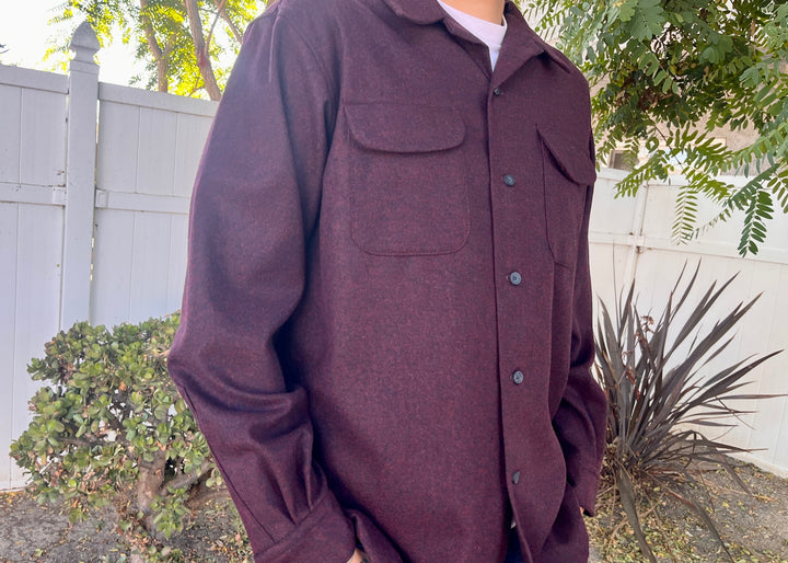 classic wool surf shirt solid burgundy mix 