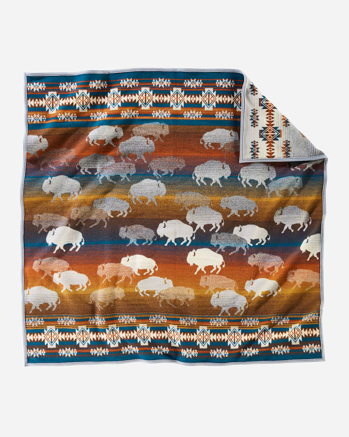 Prairie rush hour napped wool throw