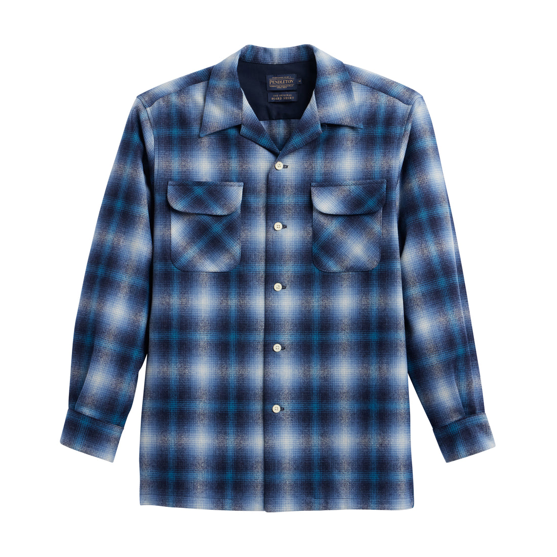 classic wool shirt in blue turquoise ombre mix 
