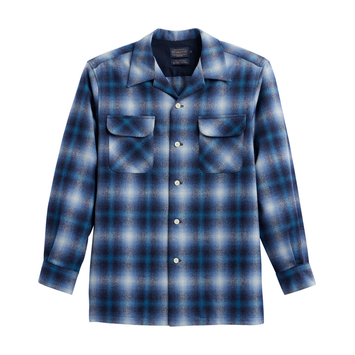 classic wool shirt in blue turquoise ombre mix 