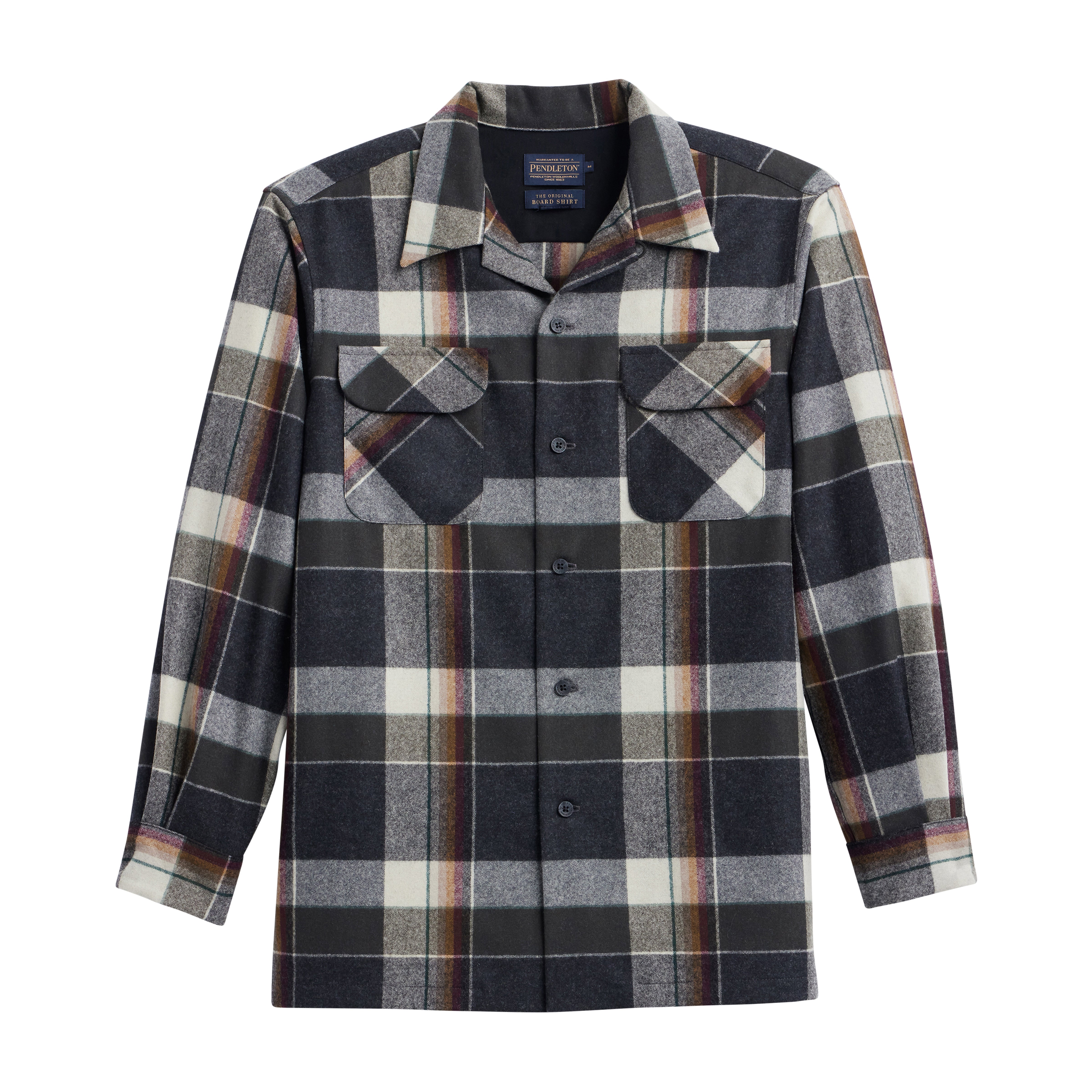 1995 throwback classic wool surf shirt in black multi plaid