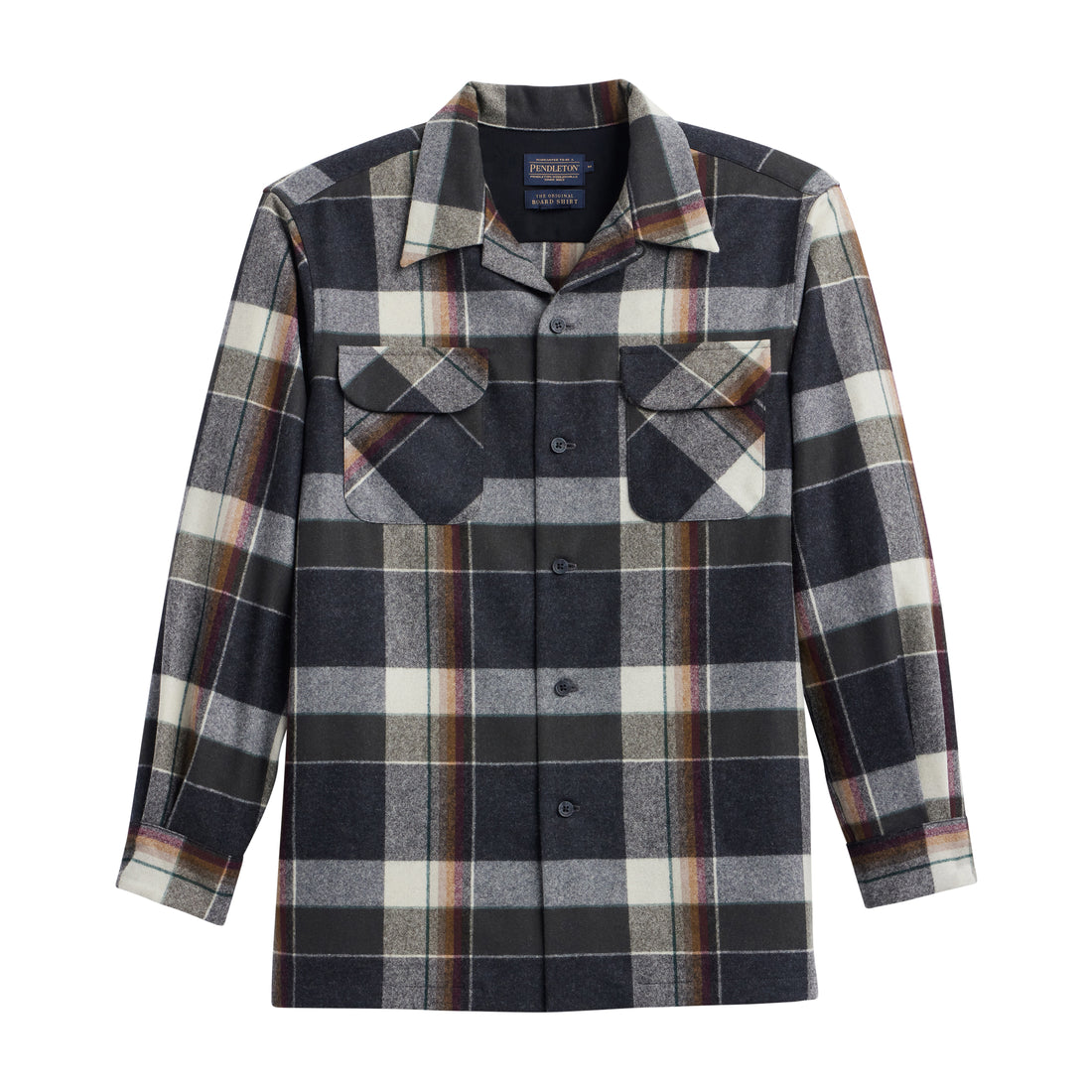 1995 throwback classic wool surf shirt in black multi plaid