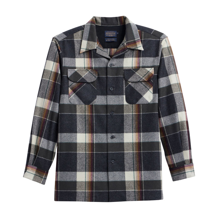 1995 throwback classic wool surf shirt in black multi plaid
