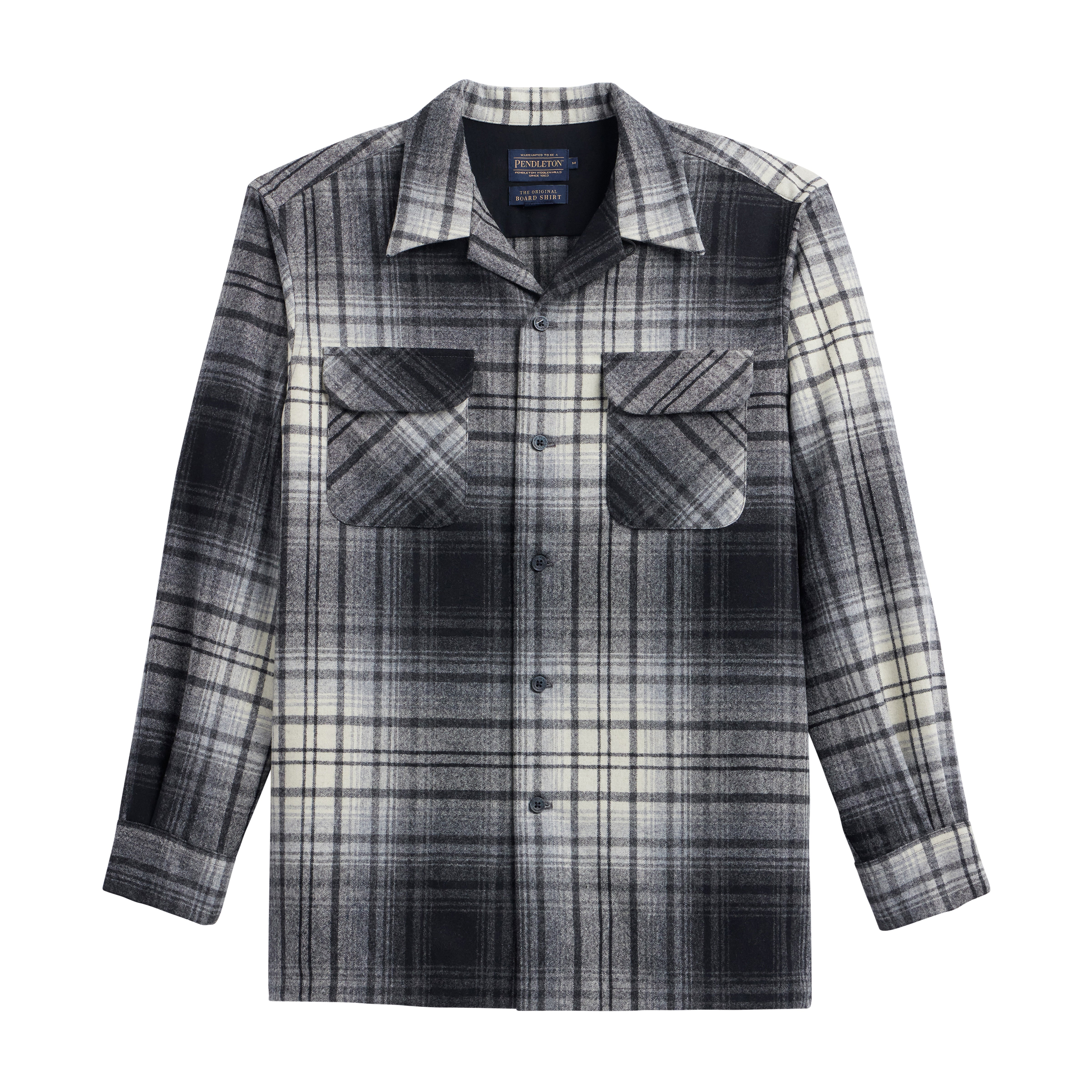 classic wool surf shirt in black and white ombre pattern