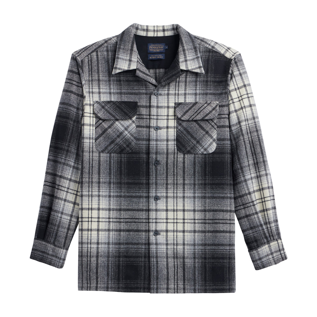 classic wool surf shirt in black and white ombre pattern