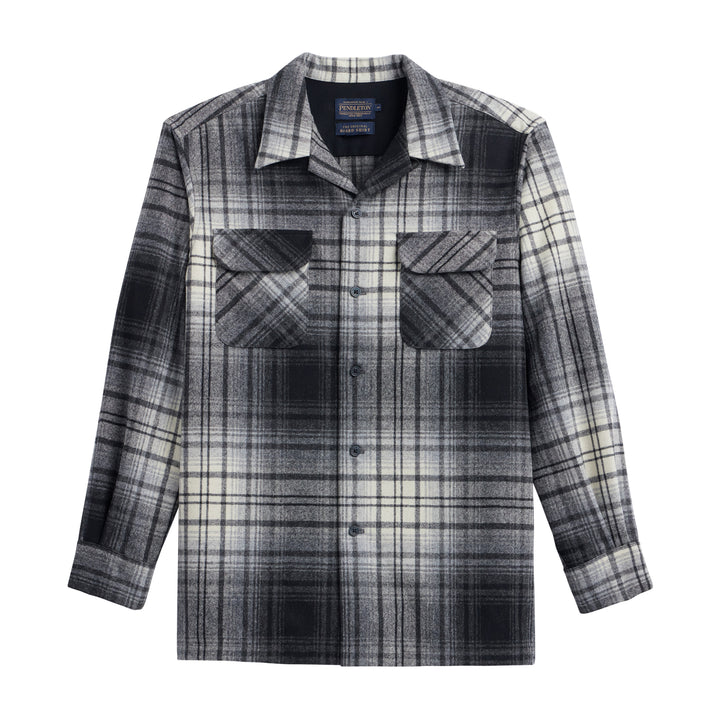 classic wool surf shirt in black and white ombre pattern