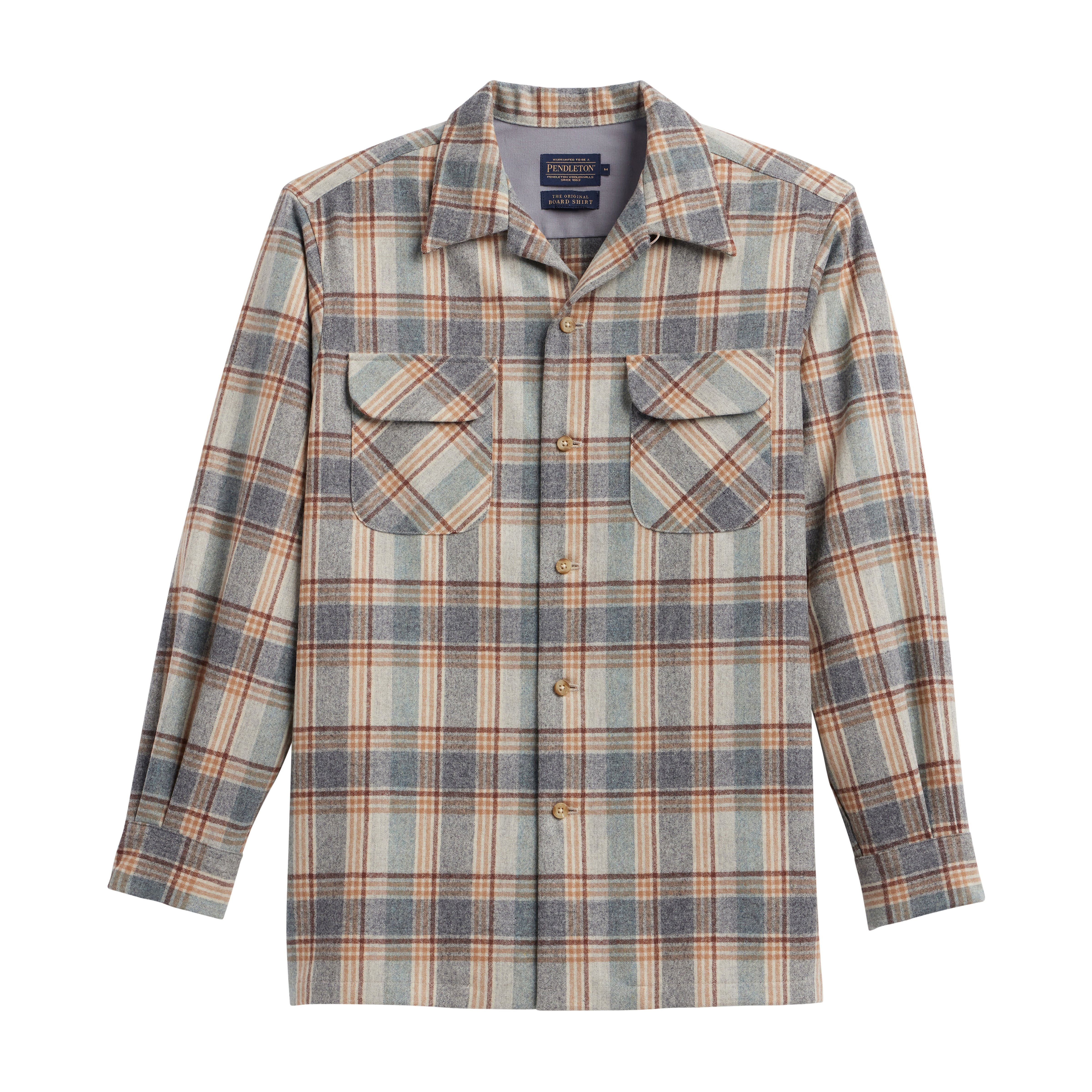 original wool surf shirt in grey multi plaid