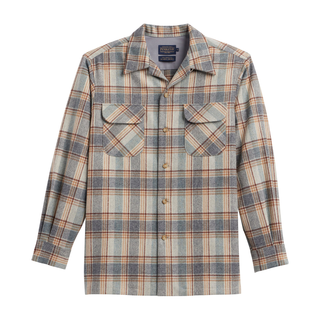 original wool surf shirt in grey multi plaid