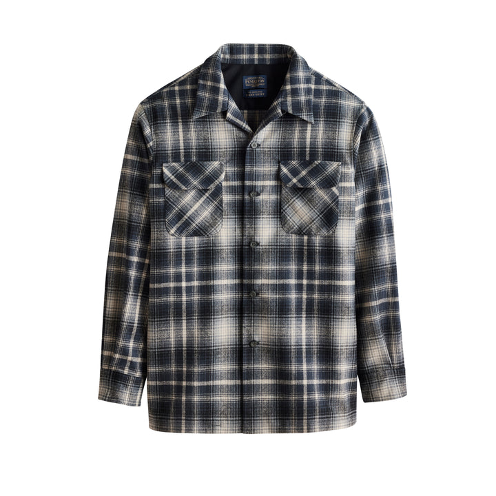 classic wool shirt grey tan mix ombre