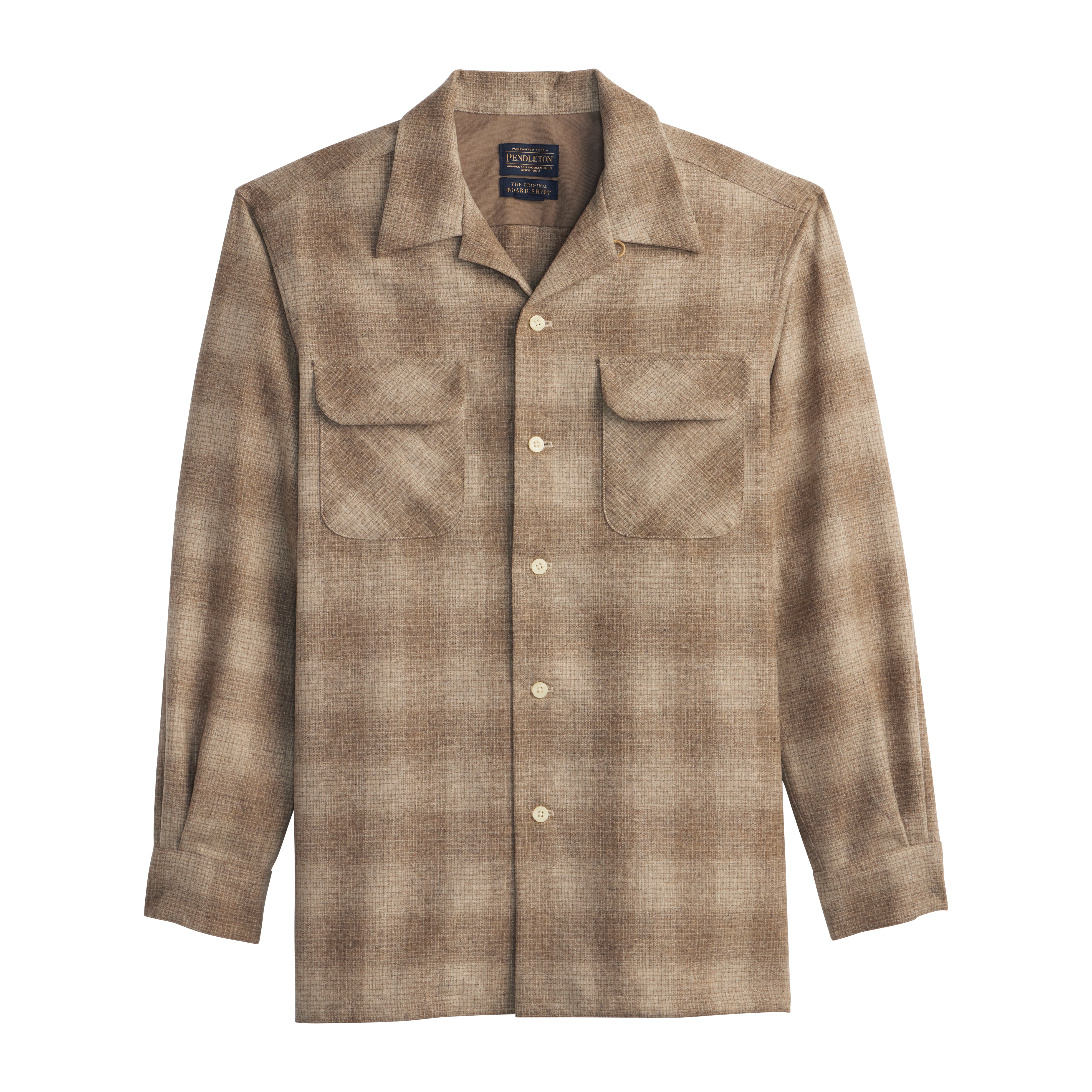 classic wool surf shirt tan mix shadow plaid