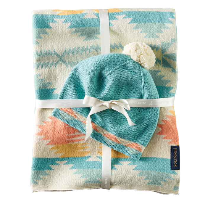 Knit Baby Blanket with Beanie