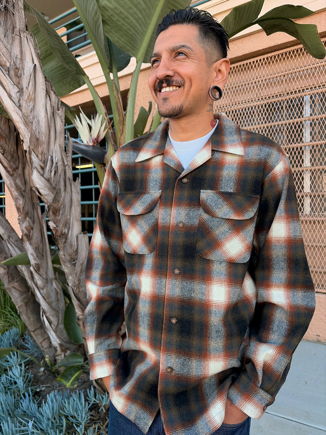 original Pendleton board shirt brown/slate plaid 