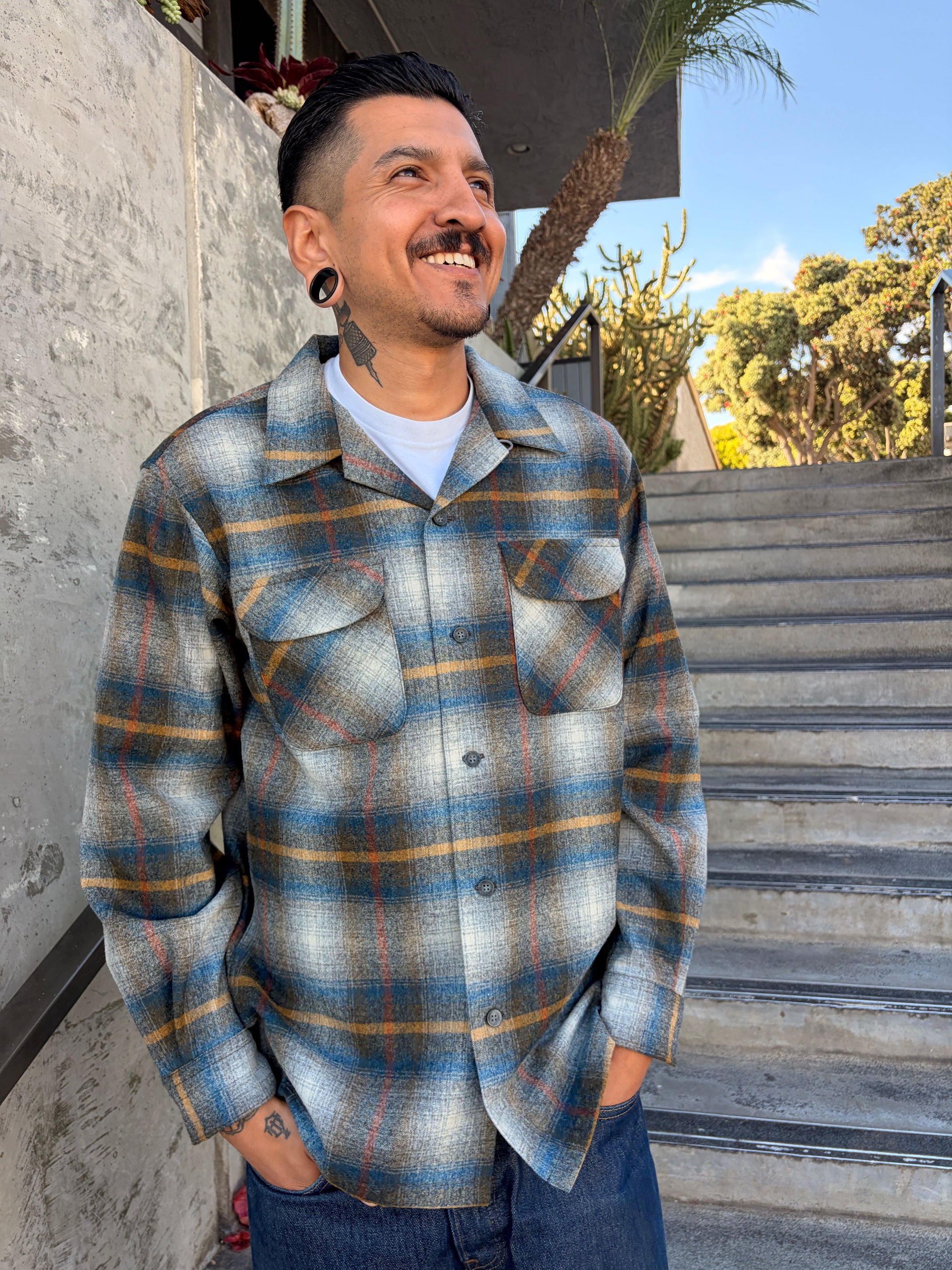 original wool surf shirt in 32824 grey multi plaid