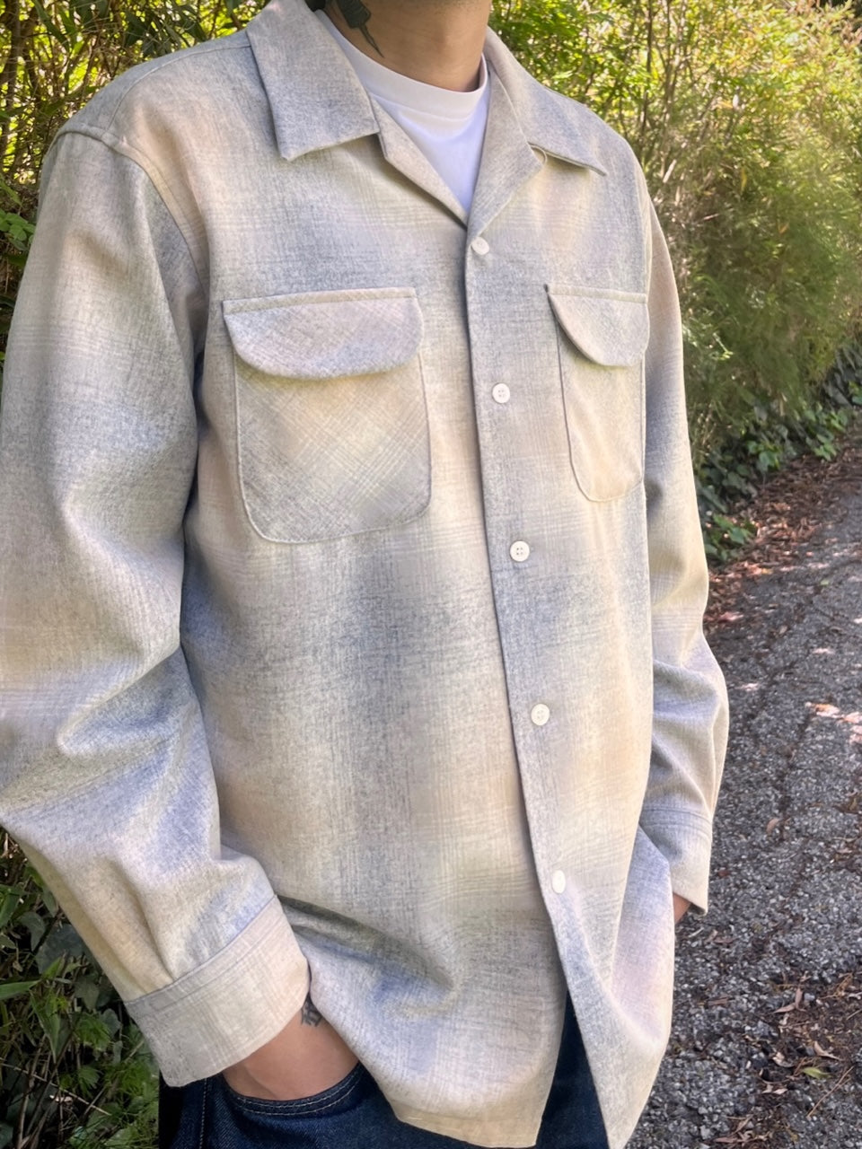 classic surf shirt wool in tan grey ombre 32720