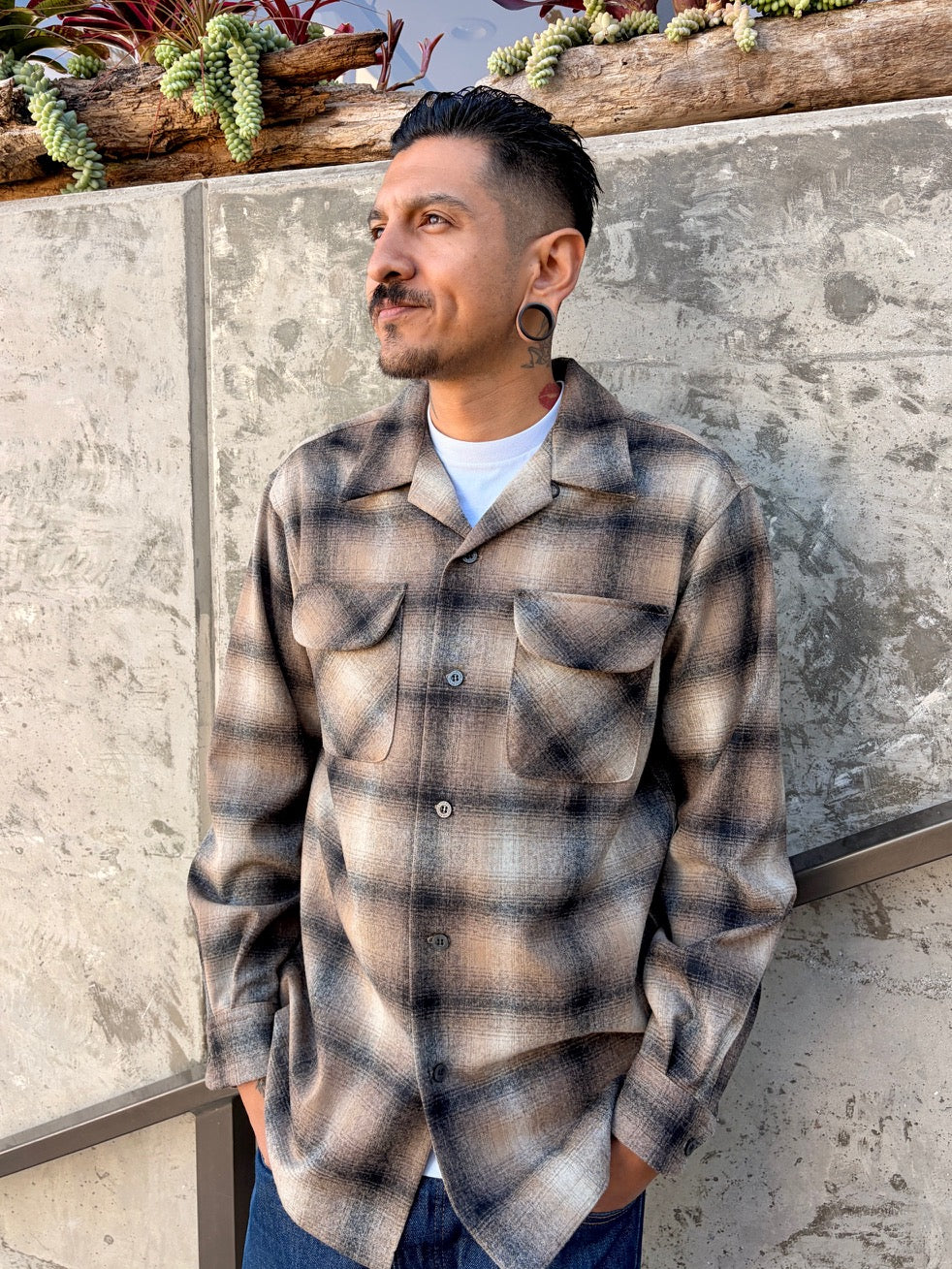 tan and taupe ombre 32806 original wool surf shirt
