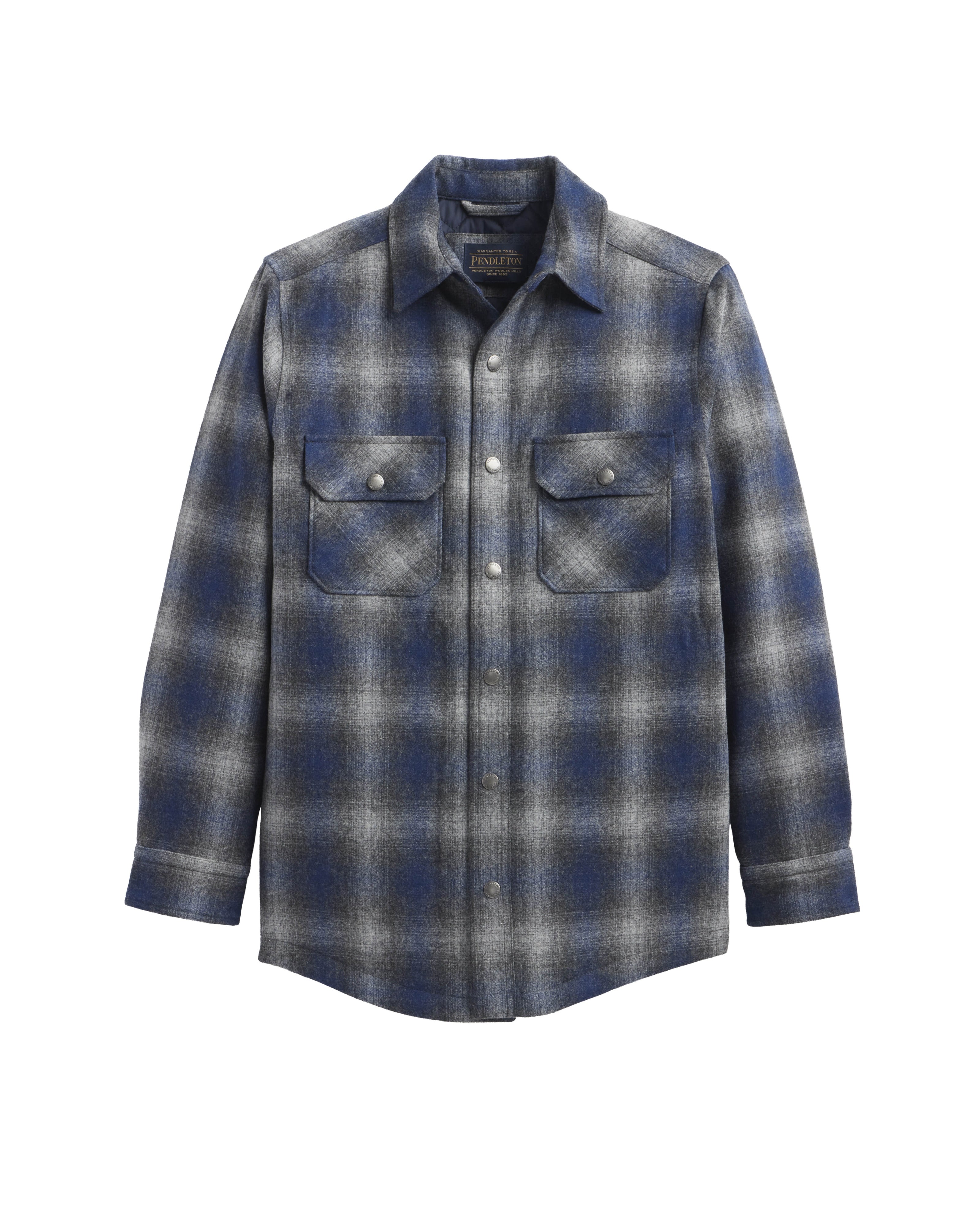 Quilted Wool CPO Jacket - Navy/Charcoal Ombre