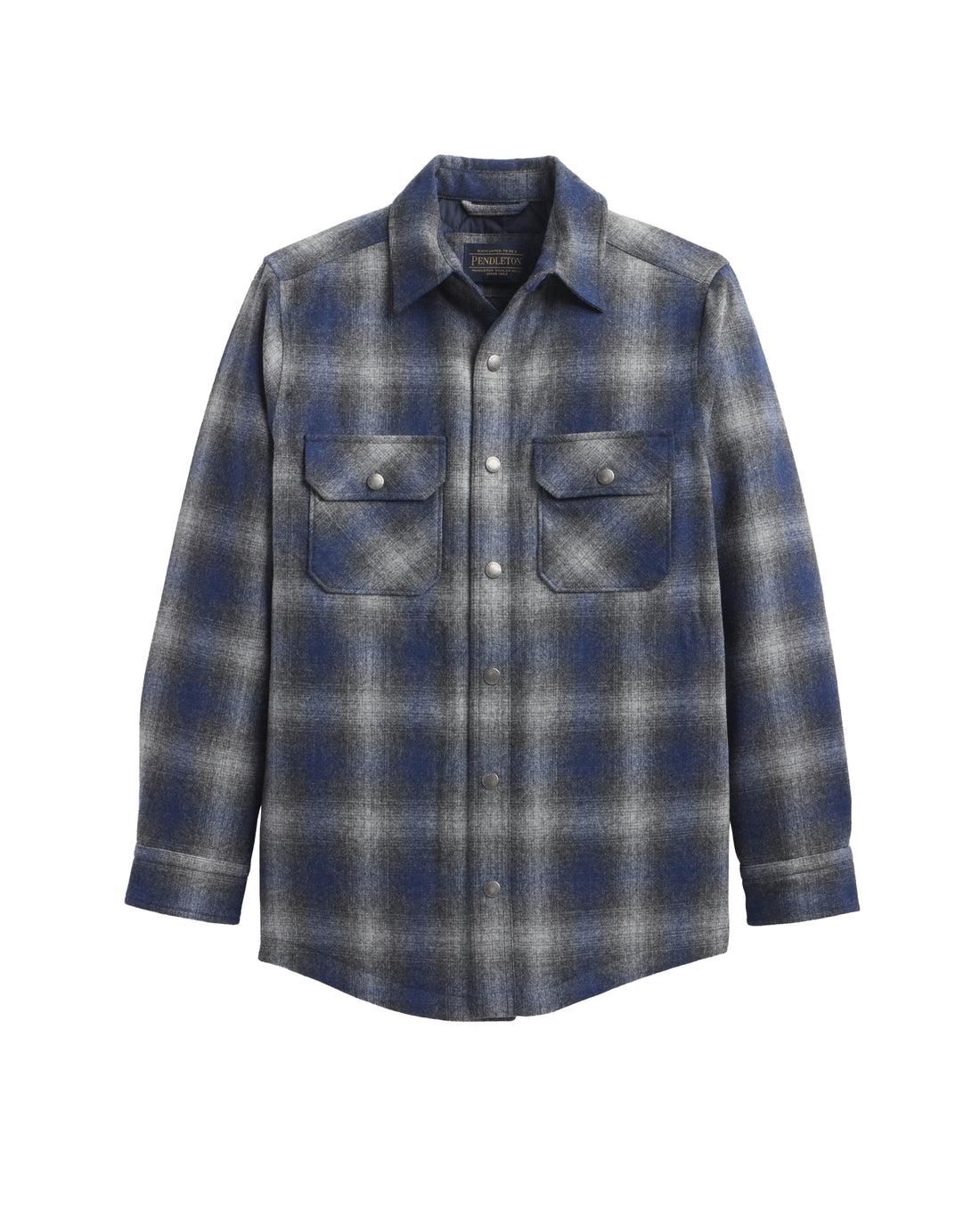 Quilted Wool CPO Jacket - Navy/Charcoal Ombre